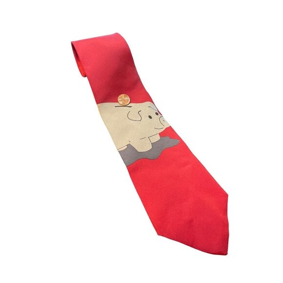 Vicky Davis Other - Vintage VIcky Davis Red Piggy Bank Artistic Neck Tie